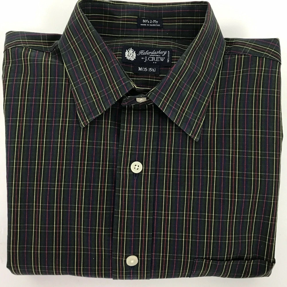 J. Crew Blue‎ Red Green Yellow Plaid 15-15.5 Button